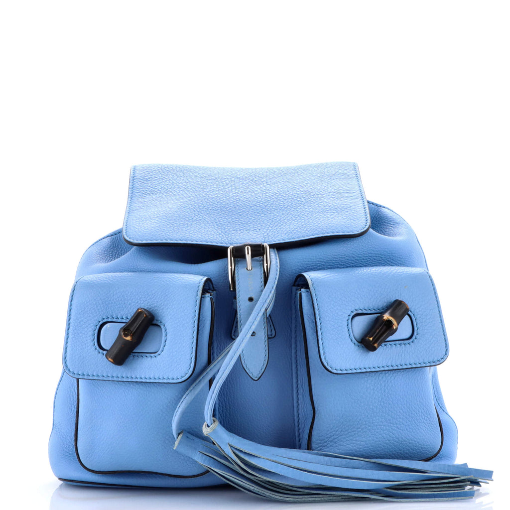 Gucci Bamboo Tassel Backpack Leather Medium Blue 3372781 display picture 2