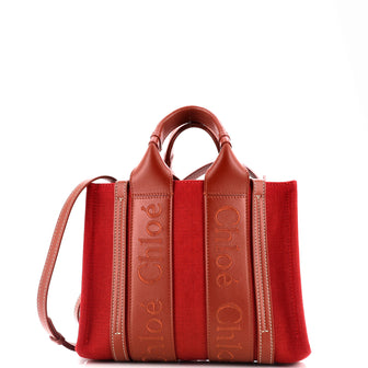 Chloe Woody Tote Canvas with Leather Small