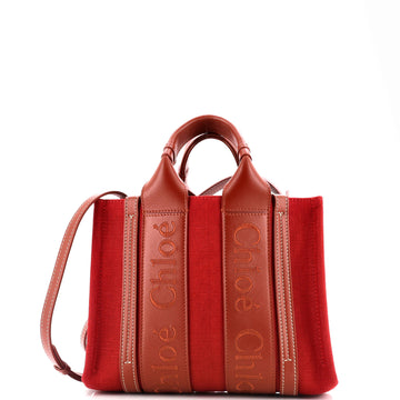 Chloe Woody Tote Canvas with Leather Small