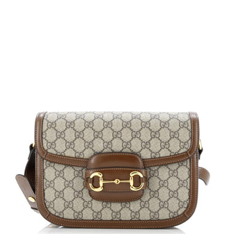 Gucci Horsebit 1955 Shoulder Bag GG Coated Canvas with Leather Small