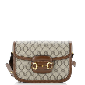 Gucci Horsebit 1955 Shoulder Bag GG Coated Canvas with Leather Small