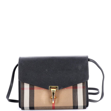 Burberry Macken Crossbody Bag Leather and House Check Canvas Small