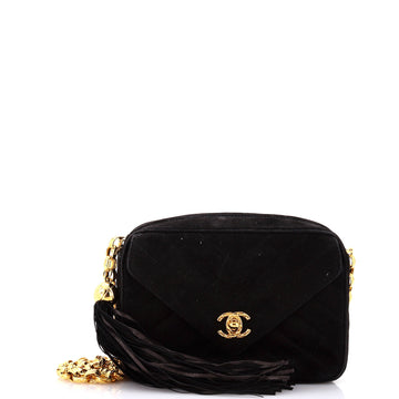 Chanel Vintage Front Pocket Camera Bag Chevron Suede Small
