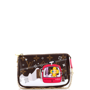 Louis Vuitton Pochette Accessoires Limited Edition Vivienne Xmas Monogram Canvas Mini