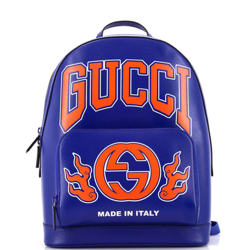 Gucci Zip Pocket Backpack Logo Print Leather Medium