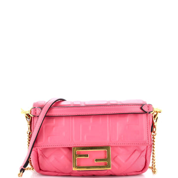 Fendi Baguette NM Bag Zucca Embossed Leather Mini