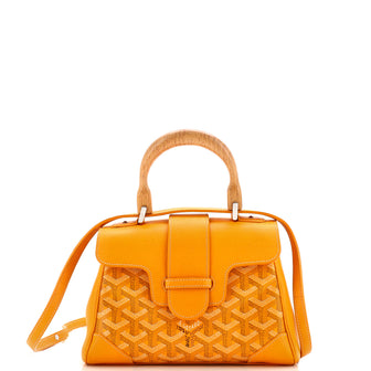 Goyard Saigon Top Handle Bag Coated Canvas with Leather Mini