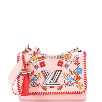 Louis Vuitton Twist Handbag Limited Edition Flower Embellished Epi Leather with Whipstitch Details MM