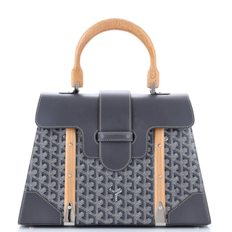 Goyard Saigon Top Handle Bag Coated Canvas with Leather MM