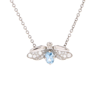 Tiffany & Co. Paper Flowers Firefly Pendant Necklace Platinum with Diamonds and Aquamarine Small
