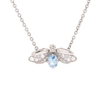 Tiffany & Co. Paper Flowers Firefly Pendant Necklace Platinum with Diamonds and Aquamarine Small