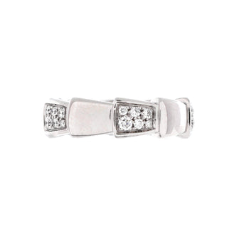 Bvlgari Serpenti Viper Ring 18K White Gold with Half Pave Diamonds Large