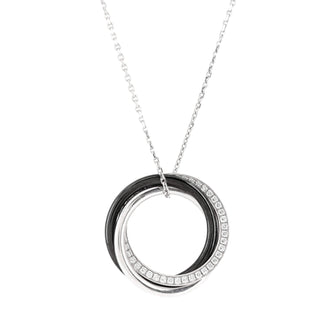 Cartier Trinity Pendant Necklace 18K White Gold with Diamonds and Ceramic Small