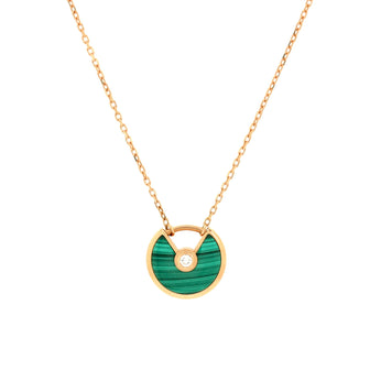 Cartier Amulette de Cartier Pendant Necklace 18K Rose Gold with Malachite and Diamond XS
