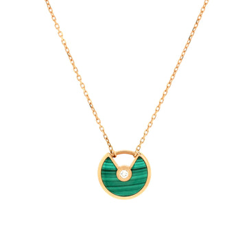 Cartier Amulette de Cartier Pendant Necklace 18K Rose Gold with Malachite and Diamond XS