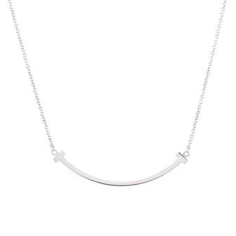 Tiffany & Co. T Smile Pendant Necklace 18K White Gold Small