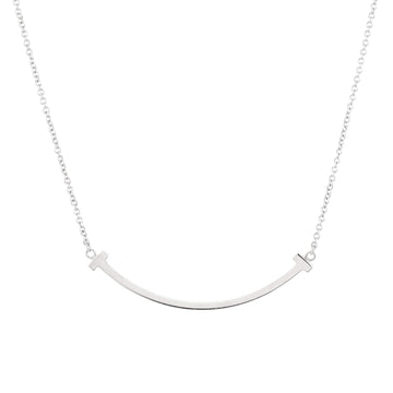 Tiffany & Co. T Smile Pendant Necklace 18K White Gold Small