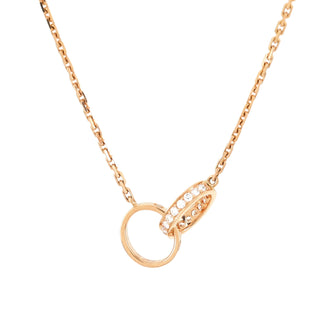 Cartier Love Interlocking Necklace 18K Rose Gold with Diamonds