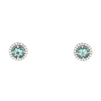 Tiffany & Co. Soleste Stud Earrings Platinum with Diamonds and Aquamarine