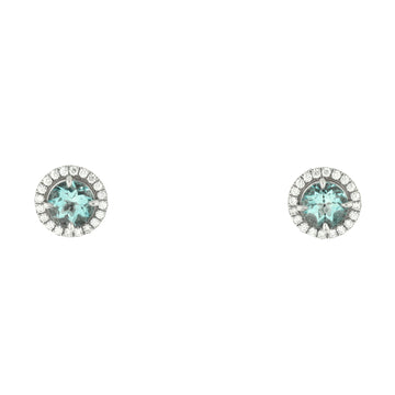Tiffany & Co. Soleste Stud Earrings Platinum with Diamonds and Aquamarine