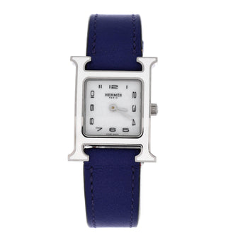 Hermes Heure H Quartz Watch Plated Metal and Leather 21