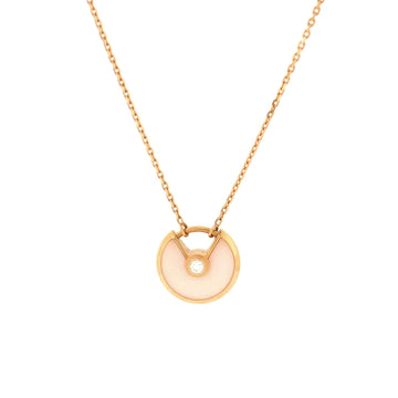 Cartier Amulette de Cartier Pendant Necklace 18K Rose Gold with Pink Opal and Diamond XS