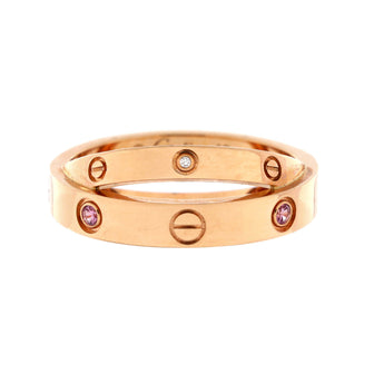 Cartier Love Double Ring 18K Rose Gold with Pink Sapphires and Diamonds