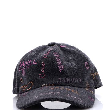 Chanel Denim Mood Baseball Cap Logo Printed Denim