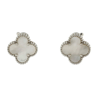 Van Cleef & Arpels Vintage Alhambra Earrings 18K White Gold and Mother of Pearl