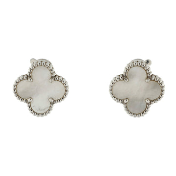 Van Cleef & Arpels Vintage Alhambra Earrings 18K White Gold and Mother of Pearl
