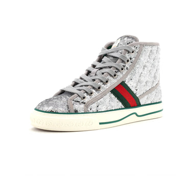 Gucci Women's Tennis 1977 High-Top Sneakers Diagonal Quilted Sequins
