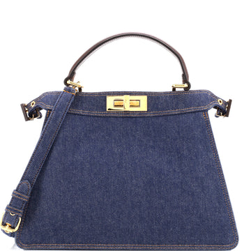 Fendi Peekaboo ISeeU Bag Denim with Zucca Canvas Interior Medium