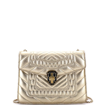 Bvlgari Serpenti Forever Square Shoulder Bag Quilted Leather Small
