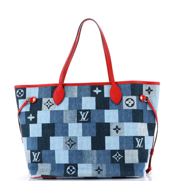 Louis Vuitton Neverfull Tote Damier and Monogram Patchwork Denim MM