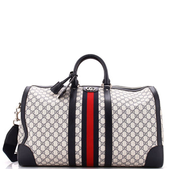 Gucci Savoy Web Convertible Duffle Bag GG Coated Canvas Large
