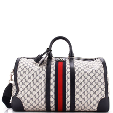Gucci Savoy Web Convertible Duffle Bag GG Coated Canvas Large
