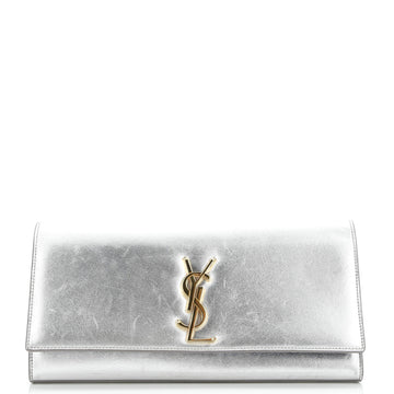 Saint Laurent Classic Monogram Clutch Metallic Calfskin Long