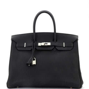 Hermes Birkin Handbag Black Togo with Palladium Hardware 35