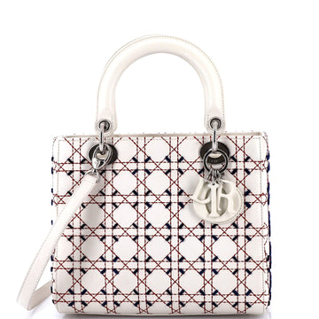 Christian Dior Lady Dior Bag Contrast Cannage Stitch Leather Medium