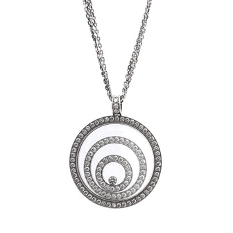 Chopard Happy Spirit Pendant Necklace 18K White Gold with Diamonds and 1 Floating Diamond Medium
