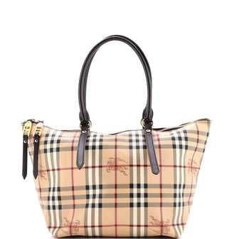 Burberry Salisbury Tote Haymarket Coated Canvas Small