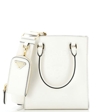 Prada Lux Embossed Logo Tote Saffiano Leather Small