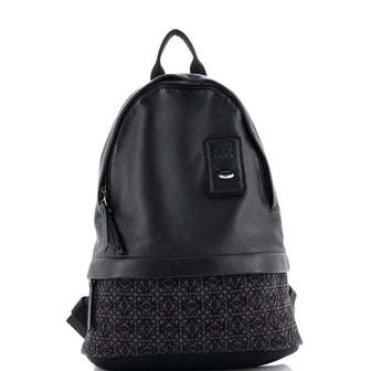 Loewe Round Slim Backpack Leather and Anagram Jacquard