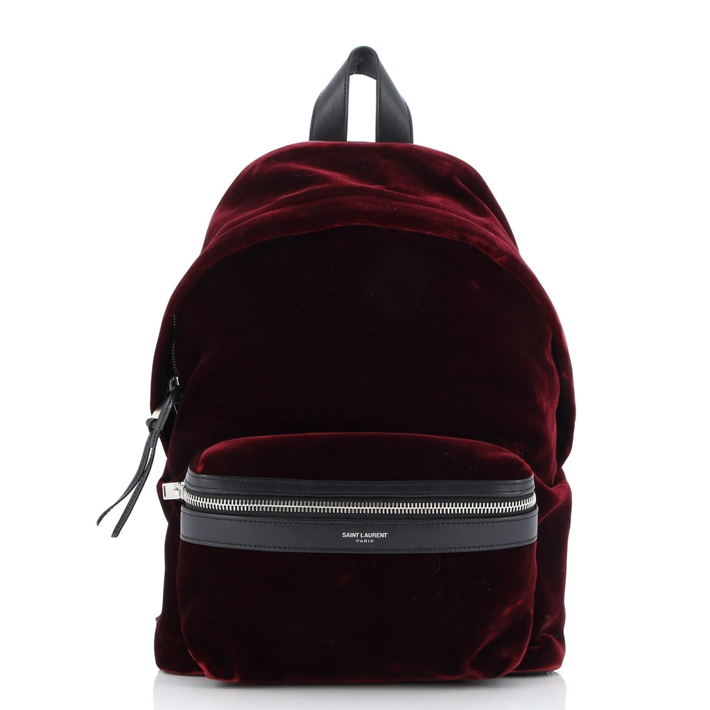 Saint Laurent City Backpack Velvet Mini Red 3385793 display picture 2