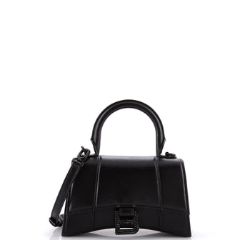 Balenciaga Hourglass Top Handle Bag Leather with Crystals XS