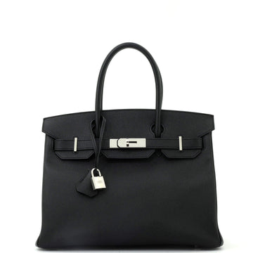 Hermes Birkin Handbag Black Epsom with Palladium Hardware 30