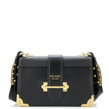 Prada Cahier Crossbody Bag Leather and Saffiano Leather Large