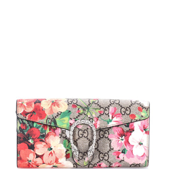 Gucci Dionysus Chain Wallet Blooms Print GG Coated Canvas Long
