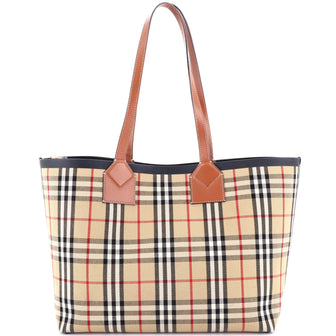 Burberry London Tote Vintage Check Canvas Medium
