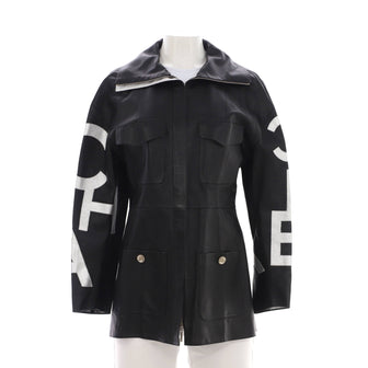 Chanel Women's Logo Four Pocket Zipped Coat Leather
